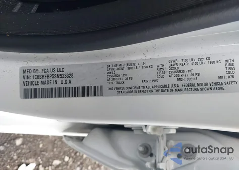 2025 Ram 1500 Big Horn Crew Cab 4X4 6'4 Box из США, поврежденный, VIN 1C6SRFBP5SN523328